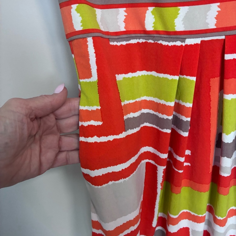 BCBGMaxAzria - Orange, Lime, gray Swoop neckline Dress - S - Picture 6 of 12